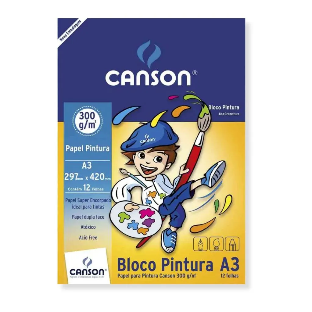 Bloco Pintura Escolar 300g/m² com 12 Folhas Canson